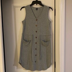Gray Sleeveless Button-Down Dress
